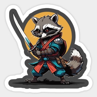 Raccoon Samurai Sticker